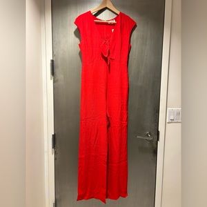 Tomato red Sugar + Lips jumper with front tie and pockets, NWT